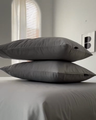 91家纺网 家纺一手货源 找家纺 安莱生活 2024新款100s全棉贡缎单枕套 红灰