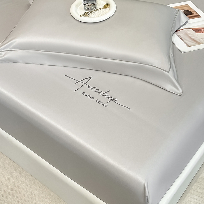 91家纺网 家纺一手货源 找家纺 露梦家纺 2025新款A类水洗原棉刺绣款床笠-星辰系列（提供买家秀） 星辰-薄雾灰