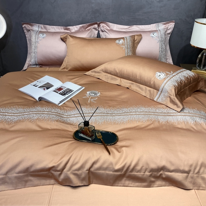 91家纺网 家纺一手货源 找家纺 美娘阁2025新款双股长绒棉居家款四件套 简爱（金驼）