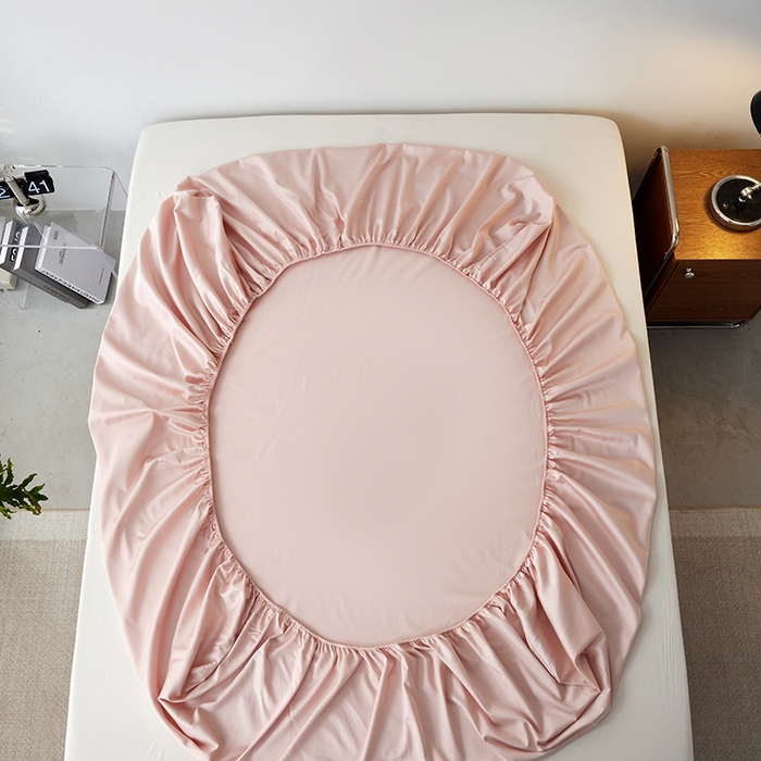 91家纺网 家纺一手货源 找家纺 安莱生活 2024新款100s全棉贡缎单床笠 虾粉