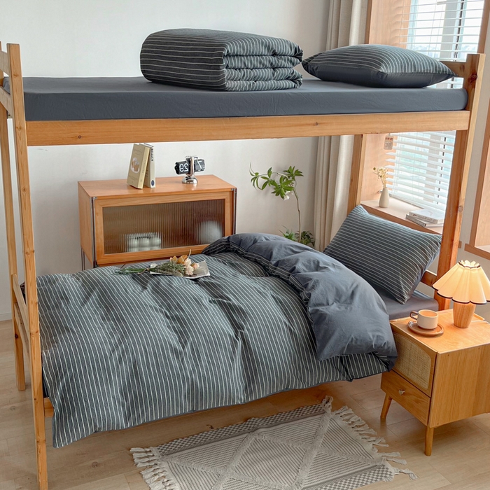 91家纺网 家纺一手货源 找家纺 吉象 2025新款水洗棉学生三件套 拿铁