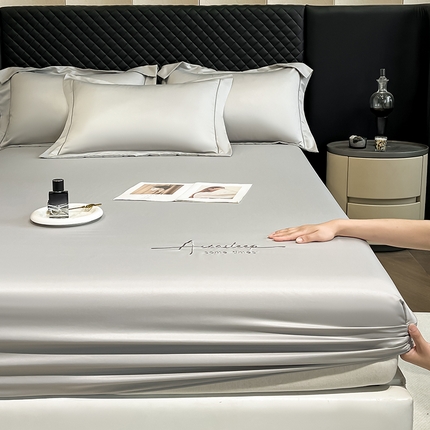 露梦家纺 2025新款A类水洗原棉刺绣款床笠-星辰系列（提供买家秀） 星辰-薄雾灰