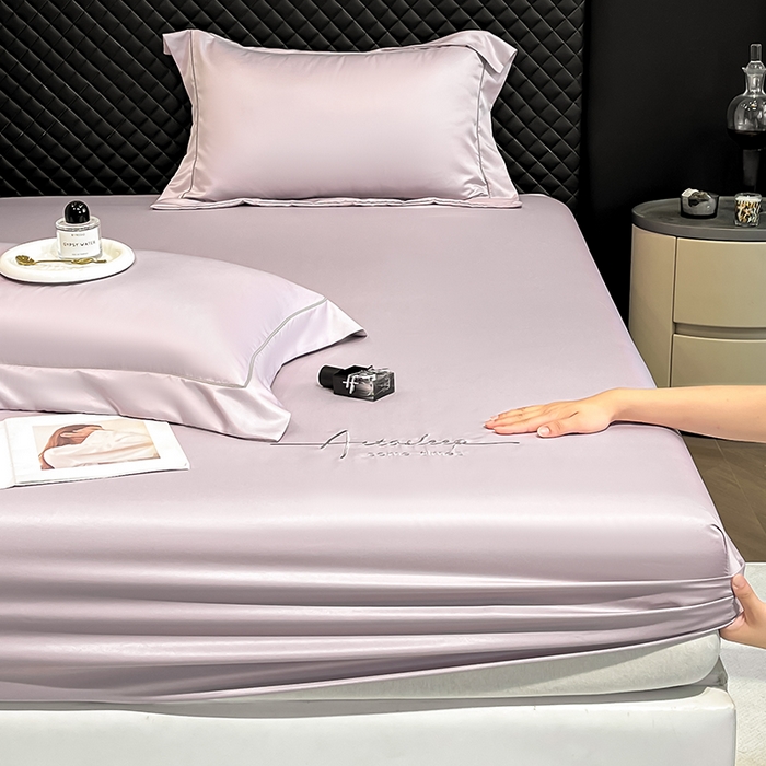 91家纺网 家纺一手货源 找家纺 露梦家纺 2025新款A类水洗原棉刺绣款床笠-星辰系列（提供买家秀） 星辰-丁香紫