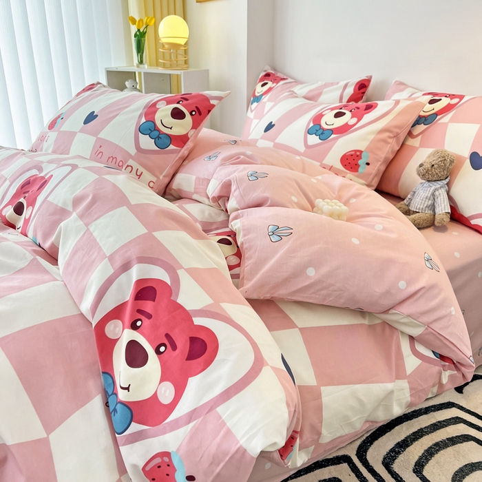 91家纺网 家纺一手货源 找家纺 西引力 2024新款全棉印花单被套 害羞熊