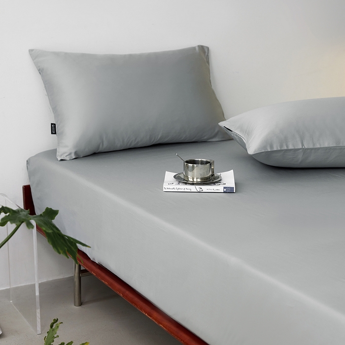 91家纺网 家纺一手货源 找家纺 安莱生活 2024新款100s全棉贡缎单床笠 红灰