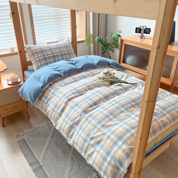 91家纺网 家纺一手货源 找家纺 吉象 2025新款水洗棉学生三件套 云端