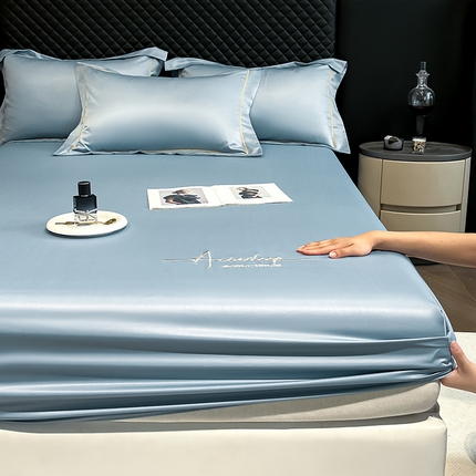 露梦家纺 2025新款A类水洗原棉刺绣款床笠-星辰系列（提供买家秀） 星辰-海青