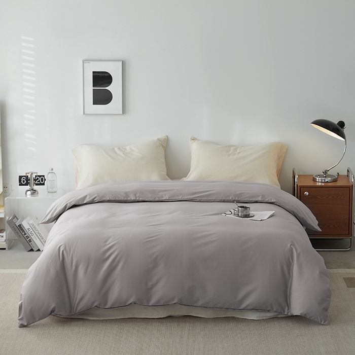 91家纺网 家纺一手货源 找家纺 安莱生活 2024新款100s全棉贡缎单被套 银灰