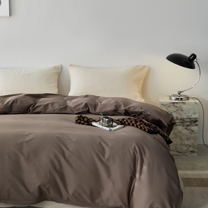 91家纺网 家纺一手货源 找家纺 安莱生活 2024新款100s全棉贡缎单被套 咖啡