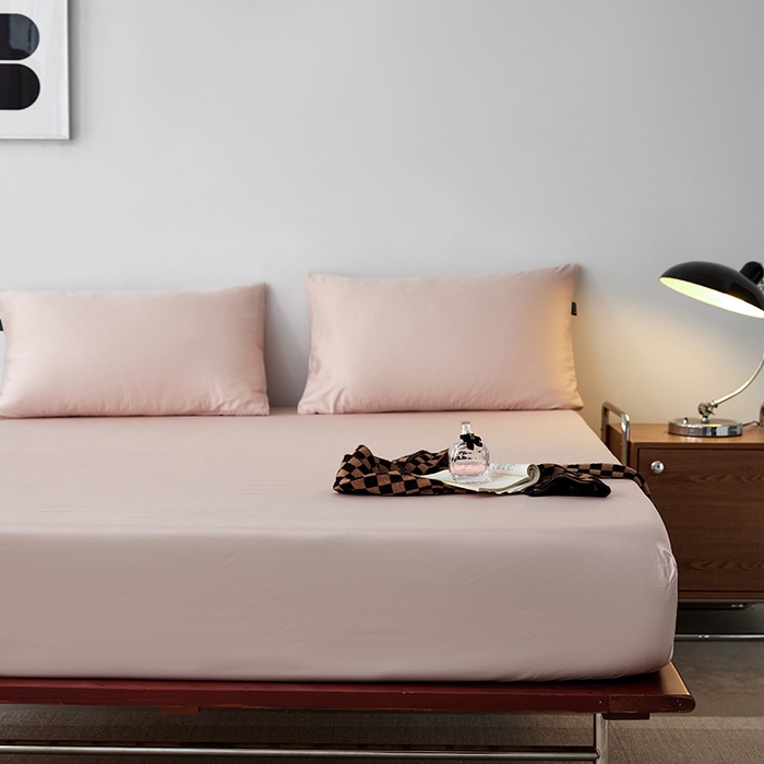 91家纺网 家纺一手货源 找家纺 安莱生活 2024新款100s全棉贡缎单床笠 虾粉