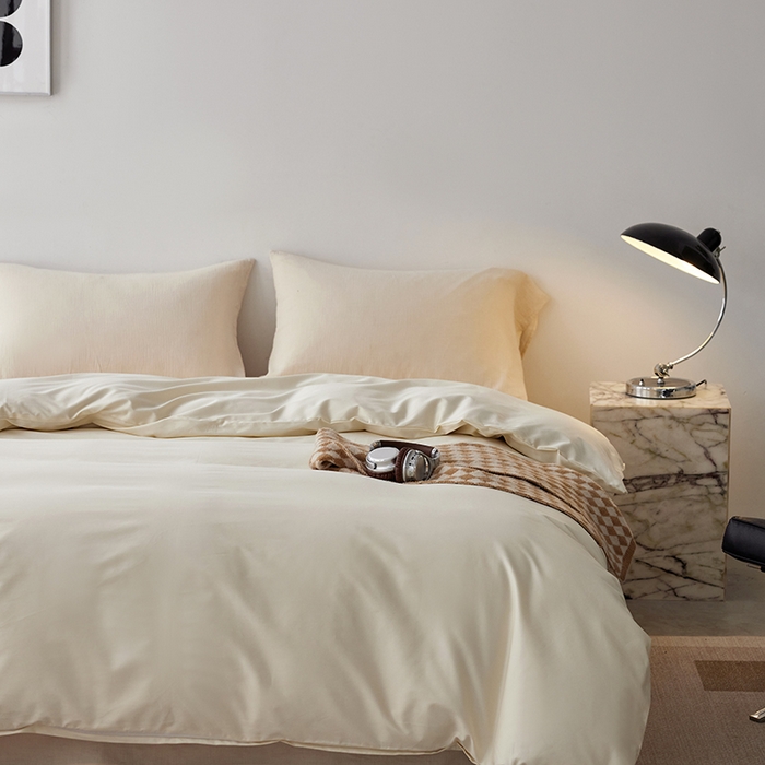 91家纺网 家纺一手货源 找家纺 安莱生活 2024新款100s全棉贡缎单被套 月光白