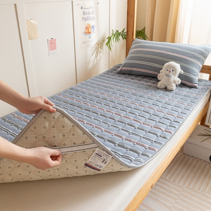 卡伦家纺 2025新款全棉色织水洗棉夹棉床垫单人学生宿舍床垫 纽约灰