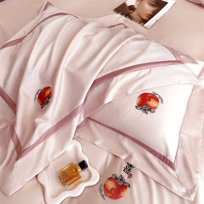 91家纺网 家纺一手货源 找家纺 美娘阁2025新款双股长绒棉居家款四件套 好柿连连-落樱粉