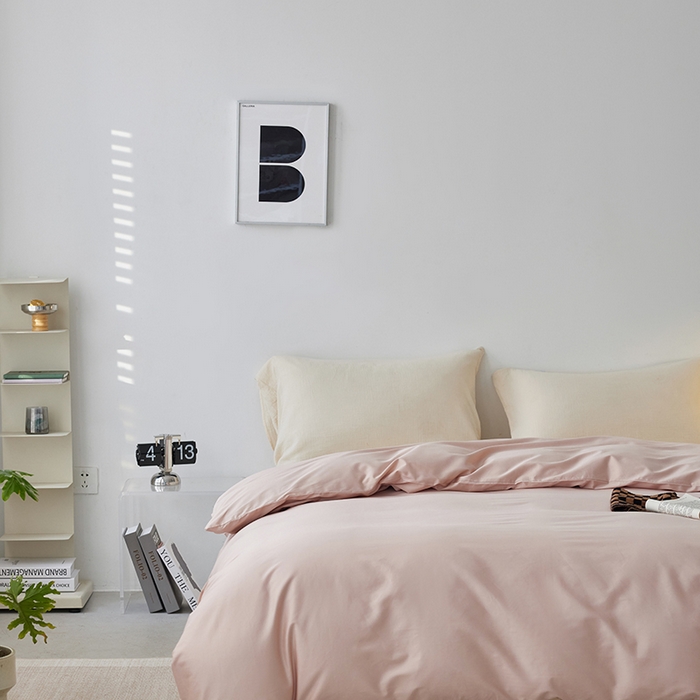 91家纺网 家纺一手货源 找家纺 安莱生活 2024新款100s全棉贡缎单被套 虾粉