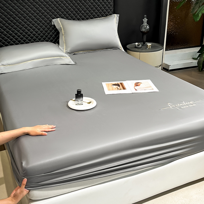 91家纺网 家纺一手货源 找家纺 露梦家纺 2025新款A类水洗原棉刺绣款床笠-星辰系列（提供买家秀） 星辰-高级灰