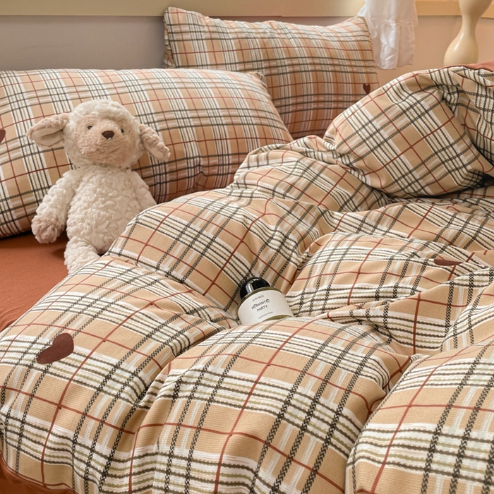 91家纺网 家纺一手货源 找家纺 玉海棠 2024新款AB版软糯针织棉印花四件套 格调-红-