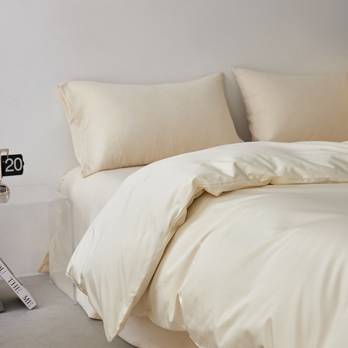 91家纺网 家纺一手货源 找家纺 安莱生活 2024新款100s全棉贡缎单被套 月光白