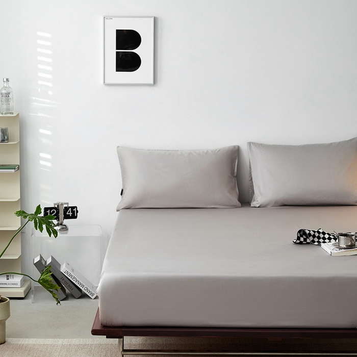 91家纺网 家纺一手货源 找家纺 安莱生活 2024新款100s全棉贡缎单床笠 银灰