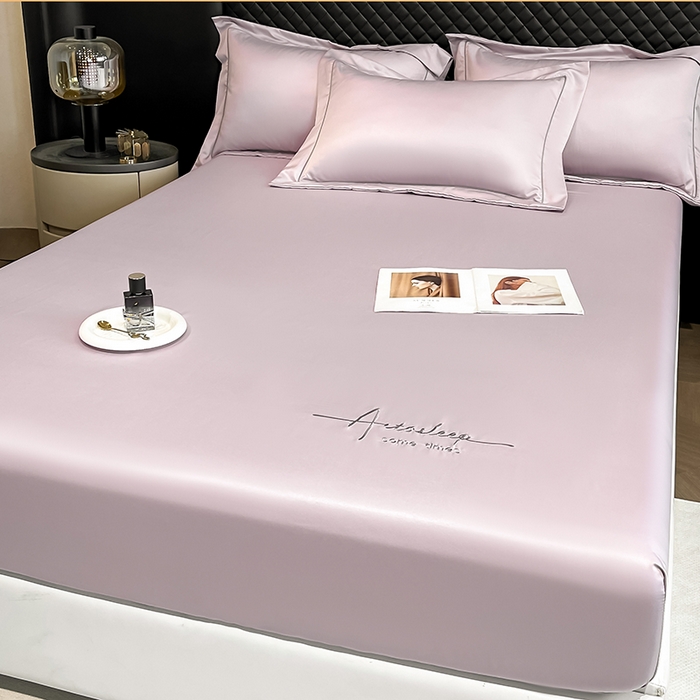 91家纺网 家纺一手货源 找家纺 露梦家纺 2025新款A类水洗原棉刺绣款床笠-星辰系列（提供买家秀） 星辰-丁香紫