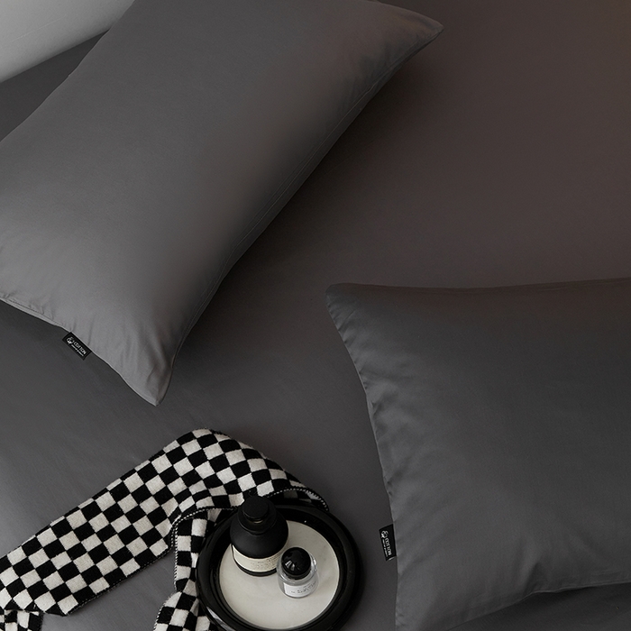 91家纺网 家纺一手货源 找家纺 安莱生活 2024新款100s全棉贡缎单枕套 帝都灰