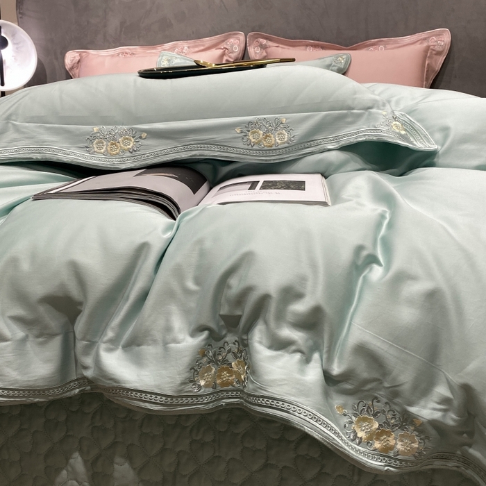 91家纺网 家纺一手货源 找家纺 美娘阁2025新款双股长绒棉居家款四件套 邂逅（米兰）