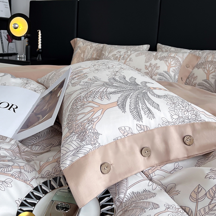 91家纺网 家纺一手货源 找家纺 艾迪尚家纺 2025新款柔丝茸磨毛印花纽扣款四件套 雾岛-米