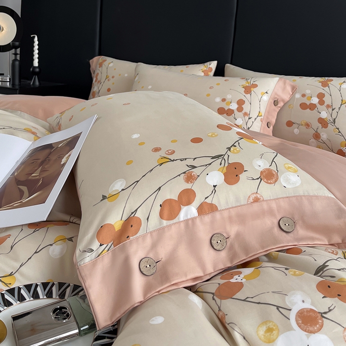 91家纺网 家纺一手货源 找家纺 艾迪尚家纺 2025新款柔丝茸磨毛印花纽扣款四件套 夏木之梦