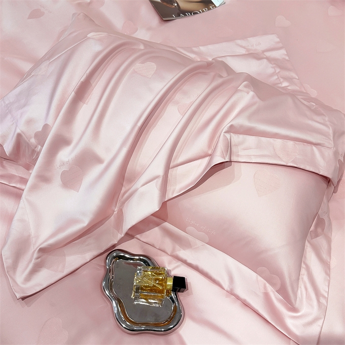 91家纺网 家纺一手货源 找家纺 2025新款双股长绒棉居家款提花系列四件套 心动-香草粉