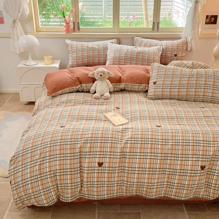 91家纺网 家纺一手货源 找家纺 玉海棠 2024新款AB版软糯针织棉印花四件套 格调-红-