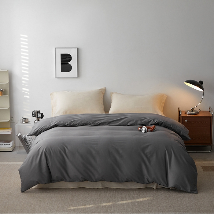 91家纺网 家纺一手货源 找家纺 安莱生活 2024新款100s全棉贡缎单被套 帝都灰