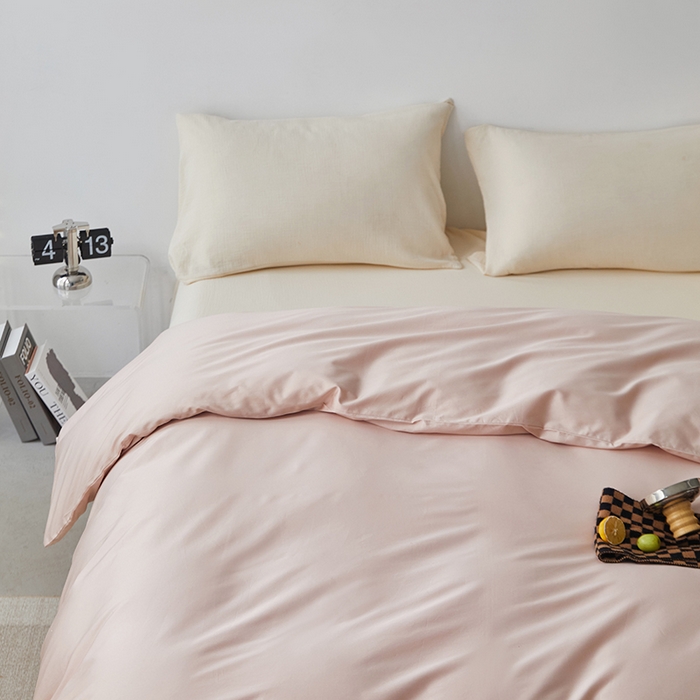 91家纺网 家纺一手货源 找家纺 安莱生活 2024新款100s全棉贡缎单被套 虾粉