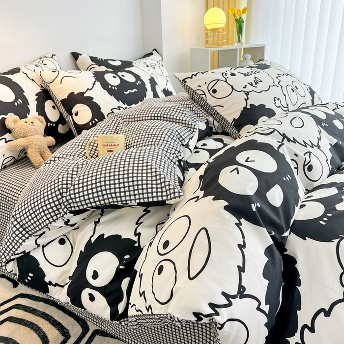 91家纺网 家纺一手货源 找家纺 西引力 2024新款全棉印花单被套 煤球