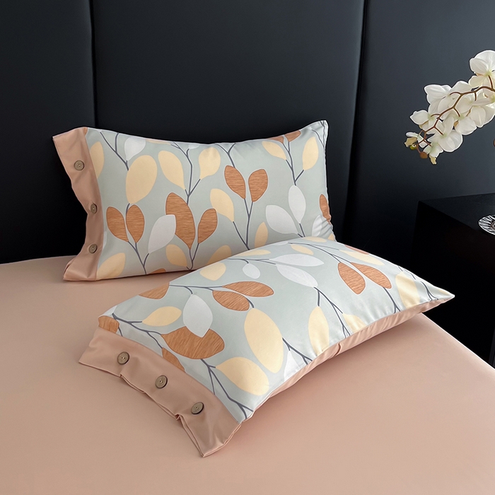 91家纺网 家纺一手货源 找家纺 艾迪尚家纺 2025新款柔丝茸磨毛印花纽扣款单枕套 春之语