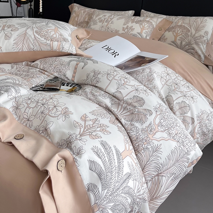 91家纺网 家纺一手货源 找家纺 艾迪尚家纺 2025新款柔丝茸磨毛印花纽扣款四件套 雾岛-米