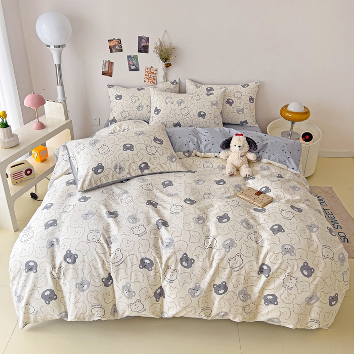 91家纺网 家纺一手货源 找家纺 西引力 2024新款全棉印花四件套 影子熊