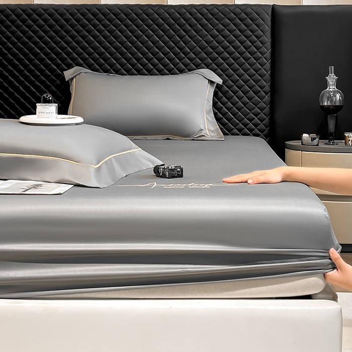 91家纺网 家纺一手货源 找家纺 露梦家纺 2025新款A类水洗原棉刺绣款床笠-星辰系列（提供买家秀） 星辰-高级灰