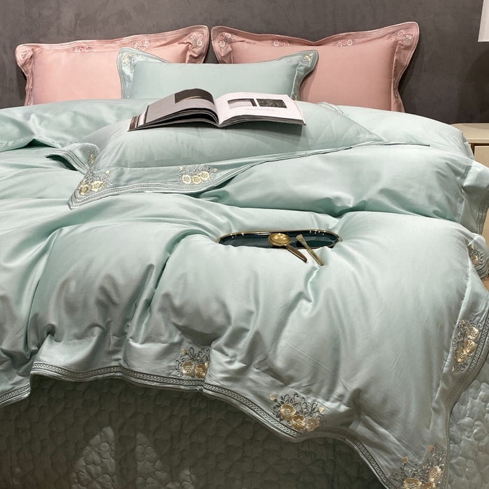 91家纺网 家纺一手货源 找家纺 美娘阁2025新款双股长绒棉居家款四件套 邂逅（米兰）