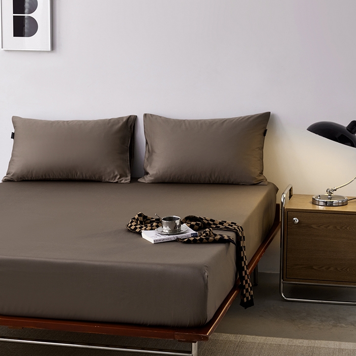 91家纺网 家纺一手货源 找家纺 安莱生活 2024新款100s全棉贡缎单床笠 咖啡