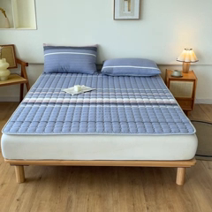 91家纺网 家纺一手货源 找家纺 卡伦家纺 2025新款全棉色织水洗棉夹棉床垫席梦思保护垫 格林兰