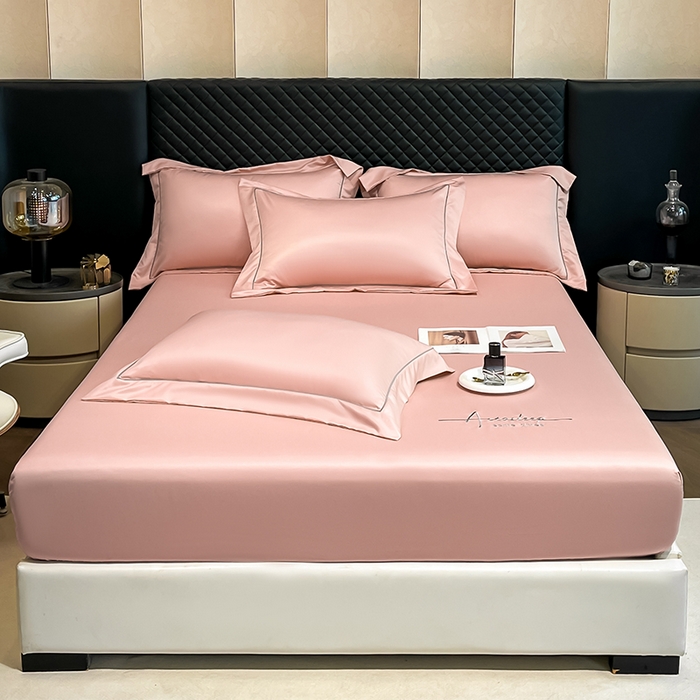 91家纺网 家纺一手货源 找家纺 露梦家纺 2025新款A类水洗原棉刺绣款床笠-星辰系列（提供买家秀） 星辰-玫瑰粉