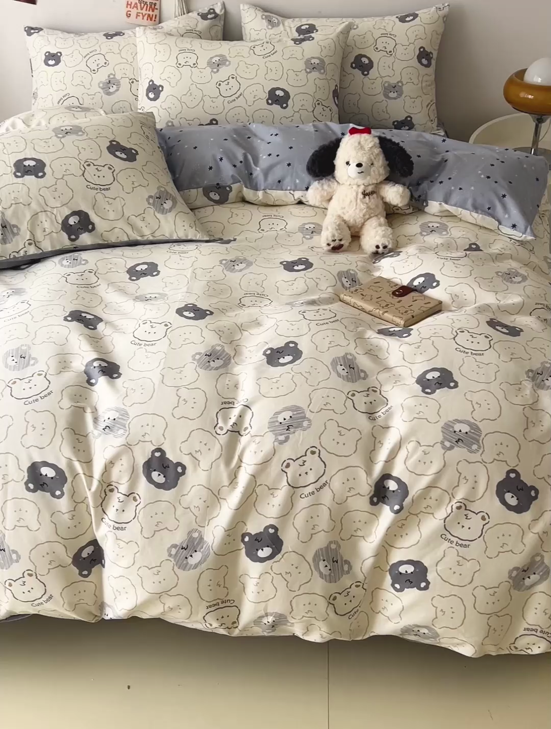 91家纺网 家纺一手货源 找家纺 西引力 2024新款全棉印花四件套 影子熊