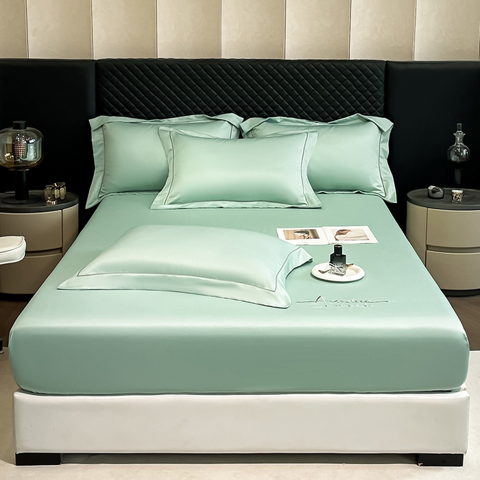 91家纺网 家纺一手货源 找家纺 露梦家纺 2025新款A类水洗原棉刺绣款床笠-星辰系列（提供买家秀） 星辰-海盐绿