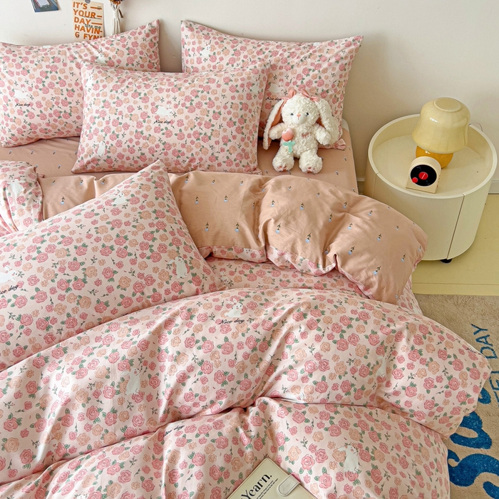 91家纺网 家纺一手货源 找家纺 西引力 2024新款全棉印花四件套 遇见浪漫