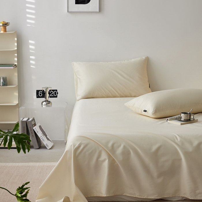 91家纺网 家纺一手货源 找家纺 安莱生活 2024新款100s全棉贡缎单床单 月光白