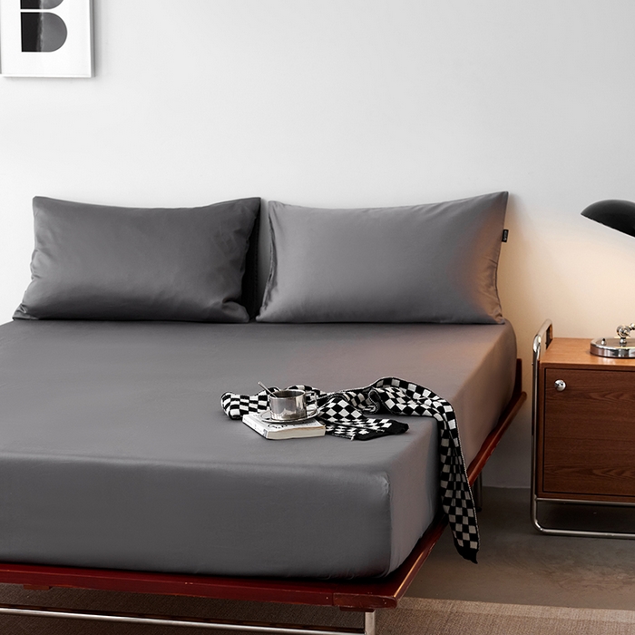 91家纺网 家纺一手货源 找家纺 安莱生活 2024新款100s全棉贡缎单床笠 帝都灰