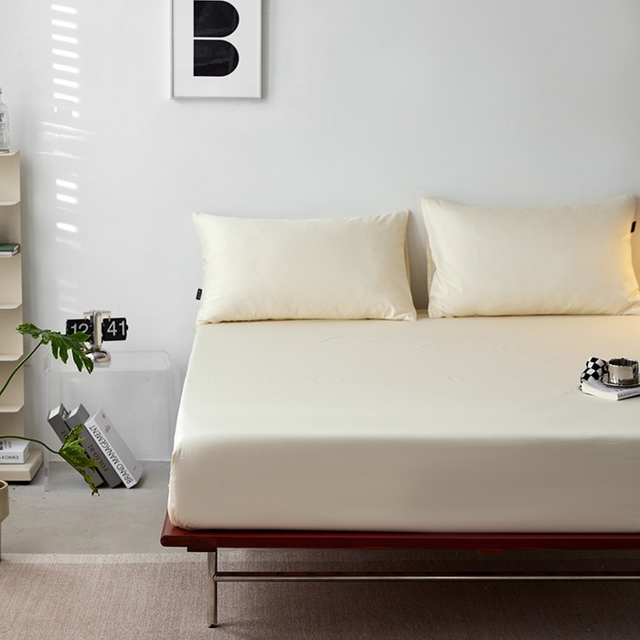 91家纺网 家纺一手货源 找家纺 安莱生活 2024新款100s全棉贡缎单床笠 月光白