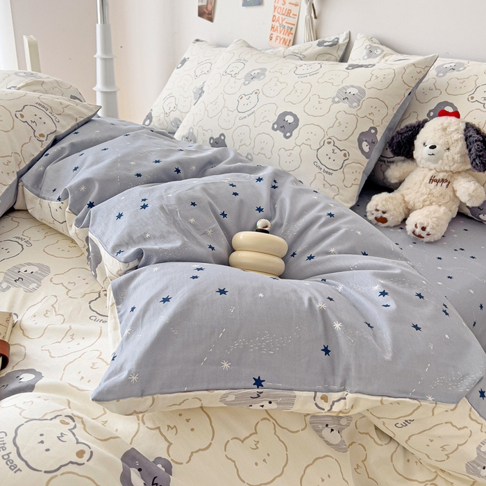 91家纺网 家纺一手货源 找家纺 西引力 2024新款全棉印花单被套 影子熊