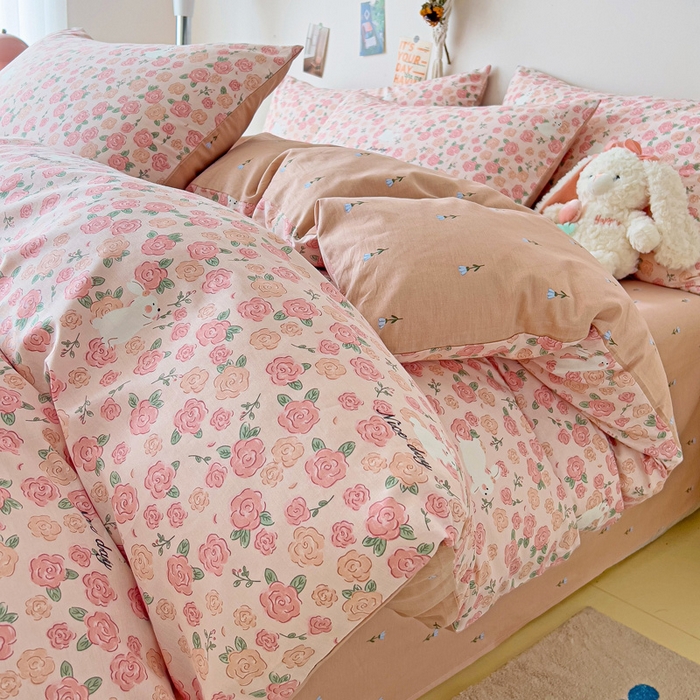 91家纺网 家纺一手货源 找家纺 西引力 2024新款全棉印花四件套 遇见浪漫