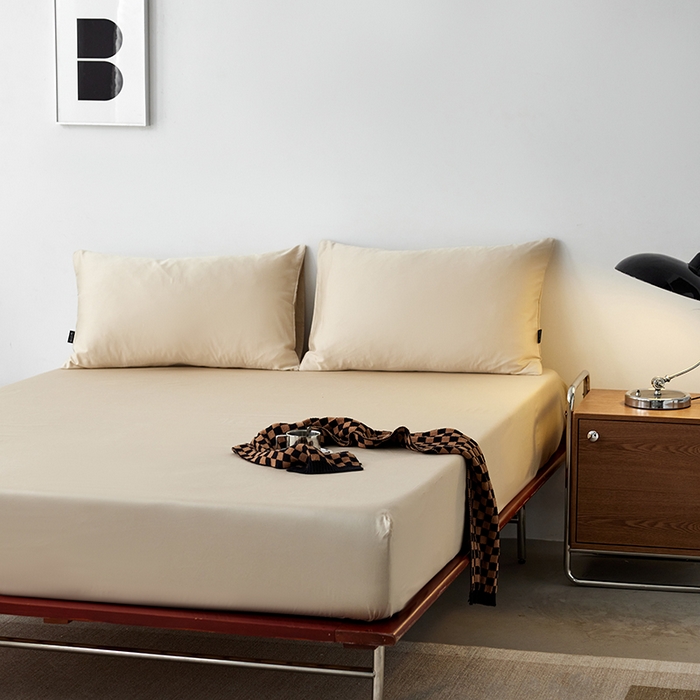 91家纺网 家纺一手货源 找家纺 安莱生活 2024新款100s全棉贡缎单床笠 棕灰