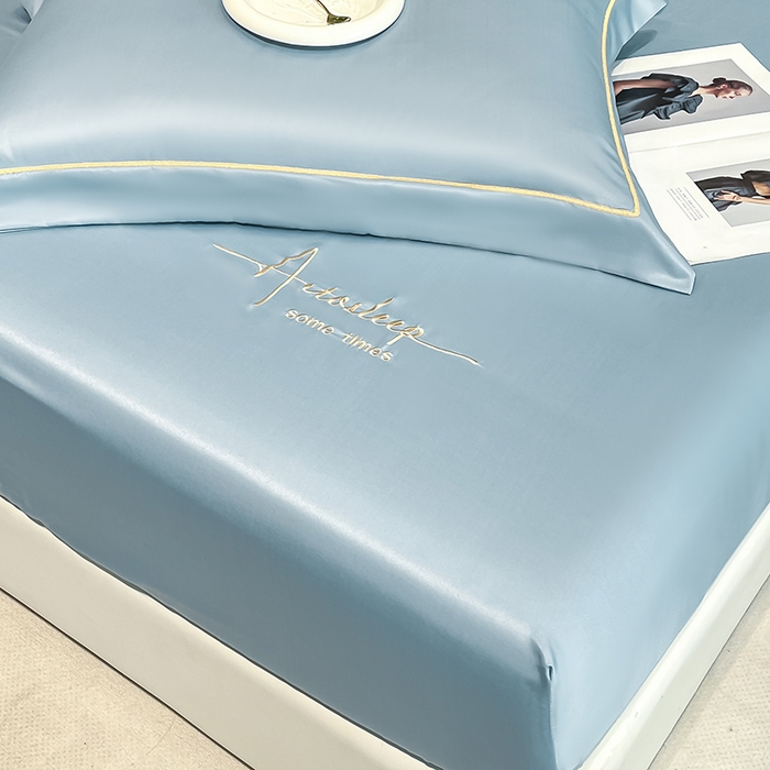 91家纺网 家纺一手货源 找家纺 露梦家纺 2025新款A类水洗原棉刺绣款床笠-星辰系列（提供买家秀） 星辰-海青